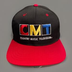 Vtg New CMT Hat Country Music Television Snapback Cap Black Red 90s